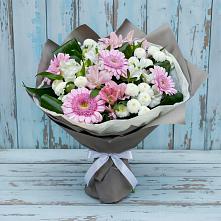 Букет цветов из:  Герберы, Альстромерии и Хризантемы в Баракаевской