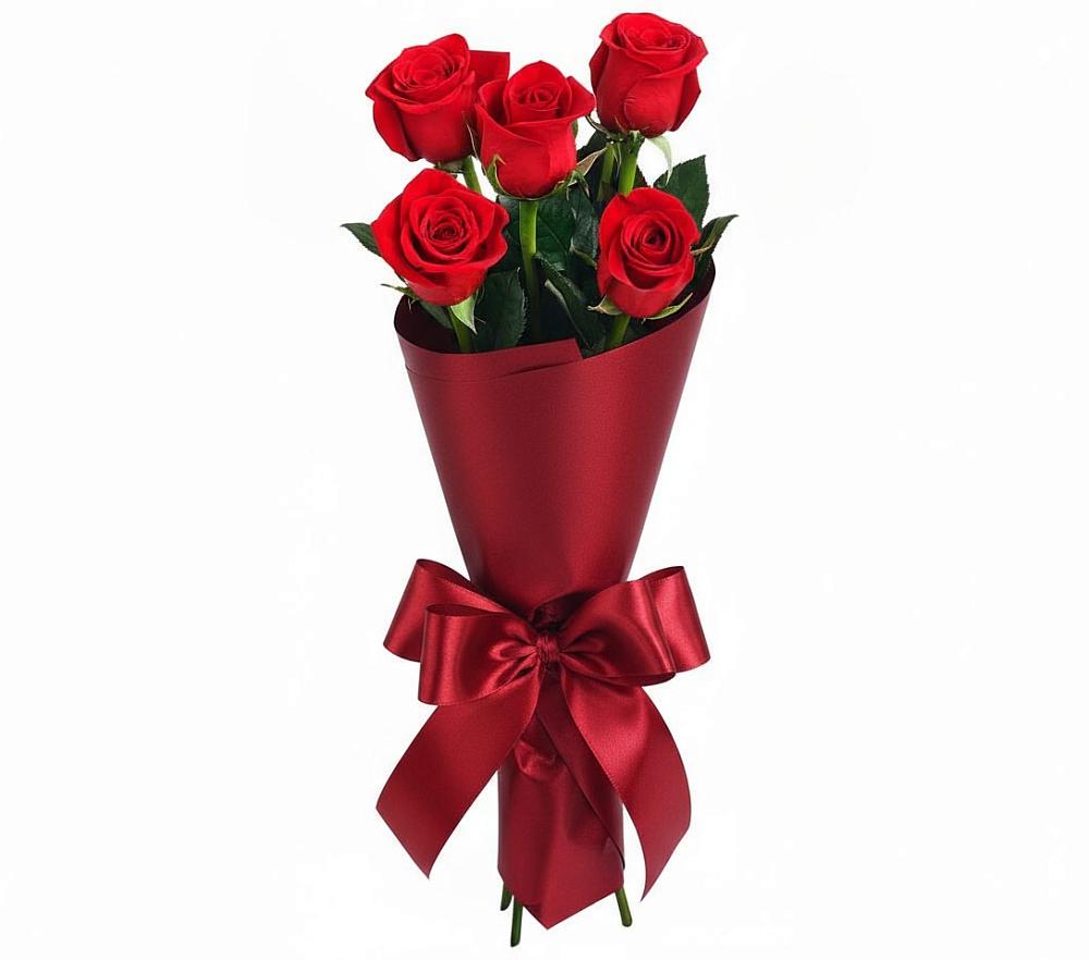Букет 5 Красных роз Эдлесс Лав в Баракаевской