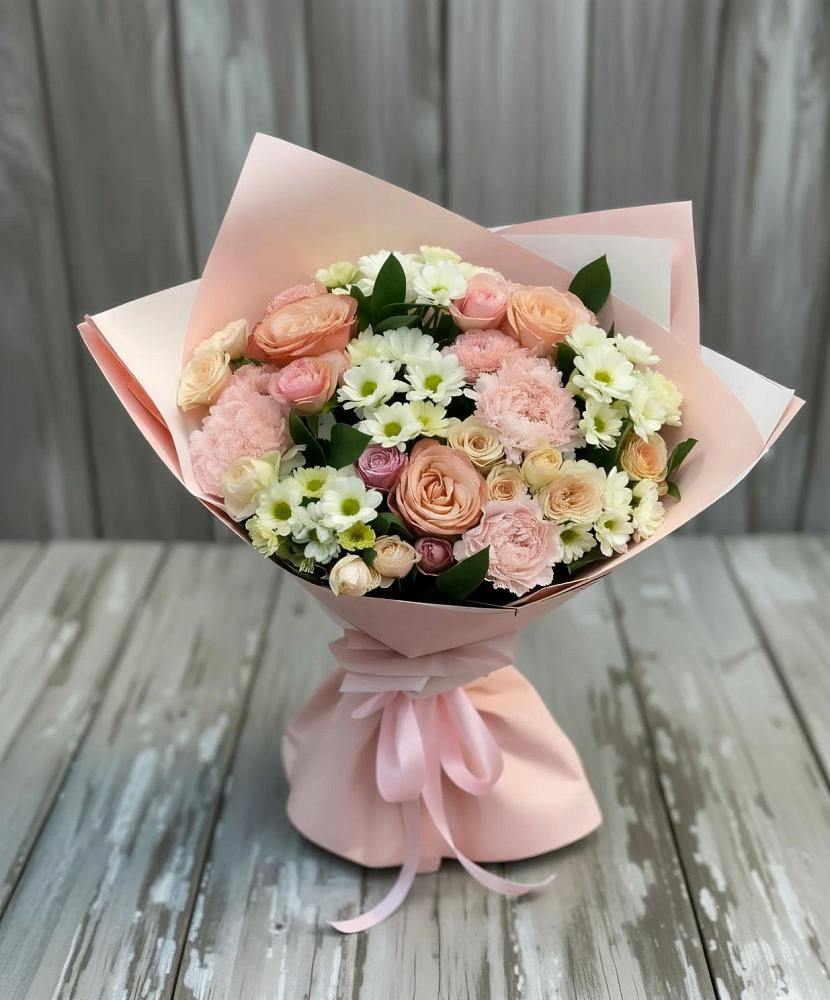 Букет цветов из: Гвоздики, Розы и Хризантемы в Баракаевской