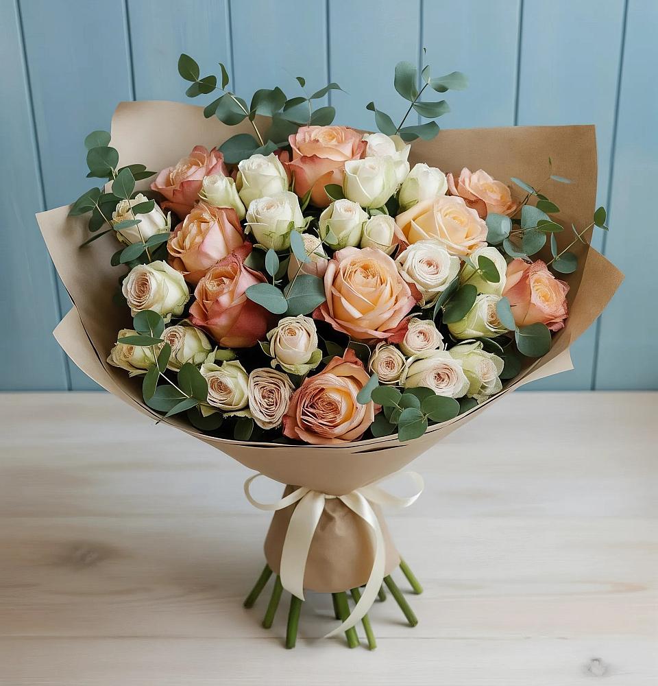 Букет цветов из: Альстромерии и Розы в Баракаевской