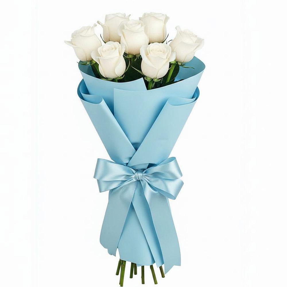 Букет 7 белых роз Проуд в Баракаевской