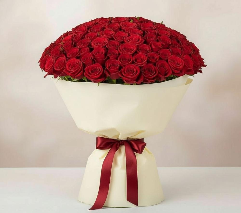 Букет 101 Красная роза Милано в Баракаевской