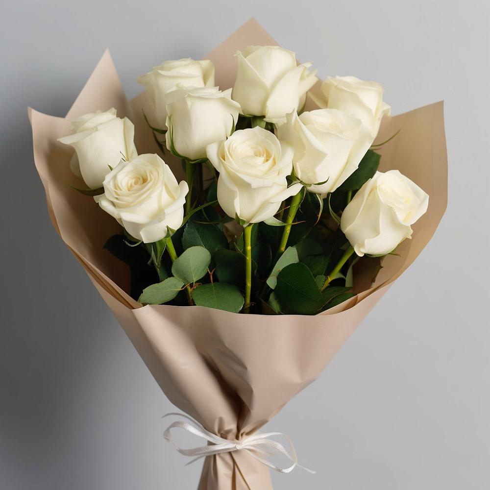 Букет 9 Белых роз Эдлесс Лав в Баракаевской