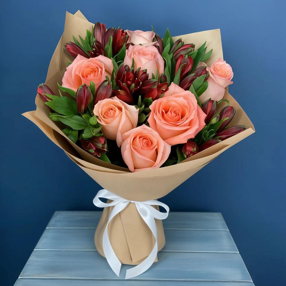 Букет цветов из: Розы и Альстромерии в Баракаевской