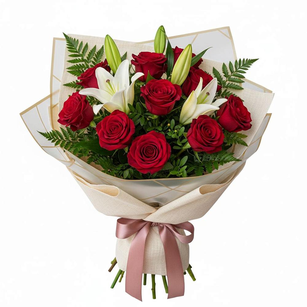 Букет цветов из: Лилии и Розы в Баракаевской