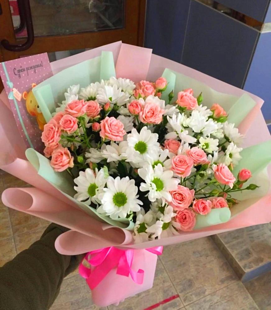 Букет цветов из: Розы и Хризантемы в Баракаевской