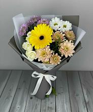 Букет цветов из:  Розы, Герберы и Хризантемы в Баракаевской