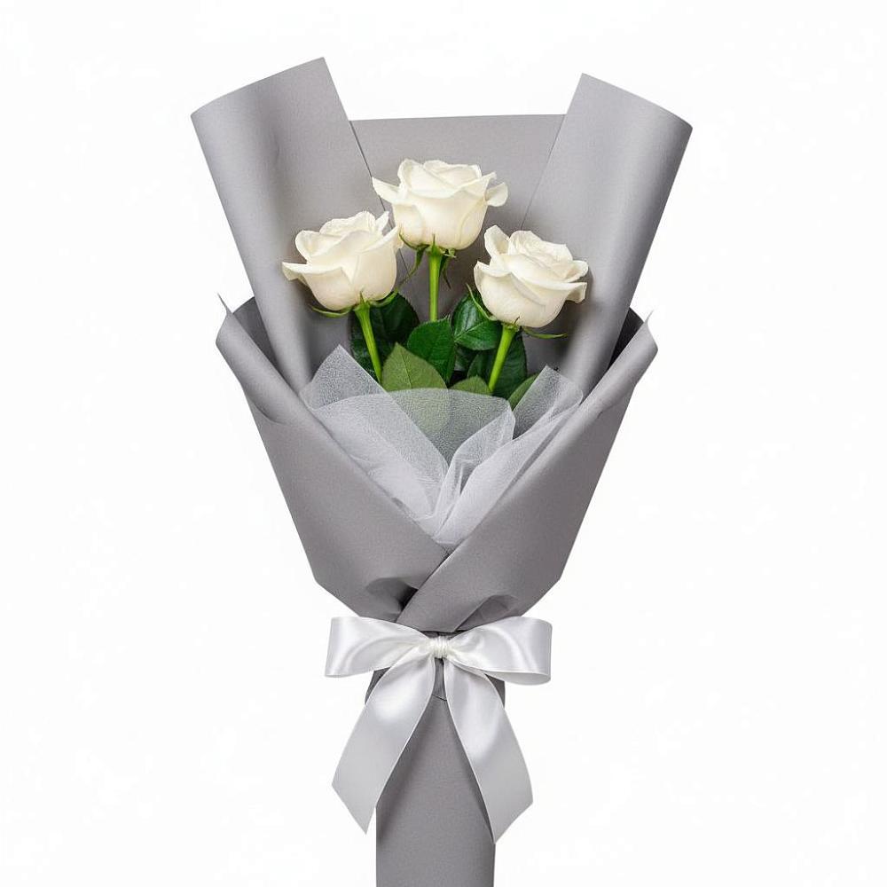 Букет 3 белые розы в Баракаевской