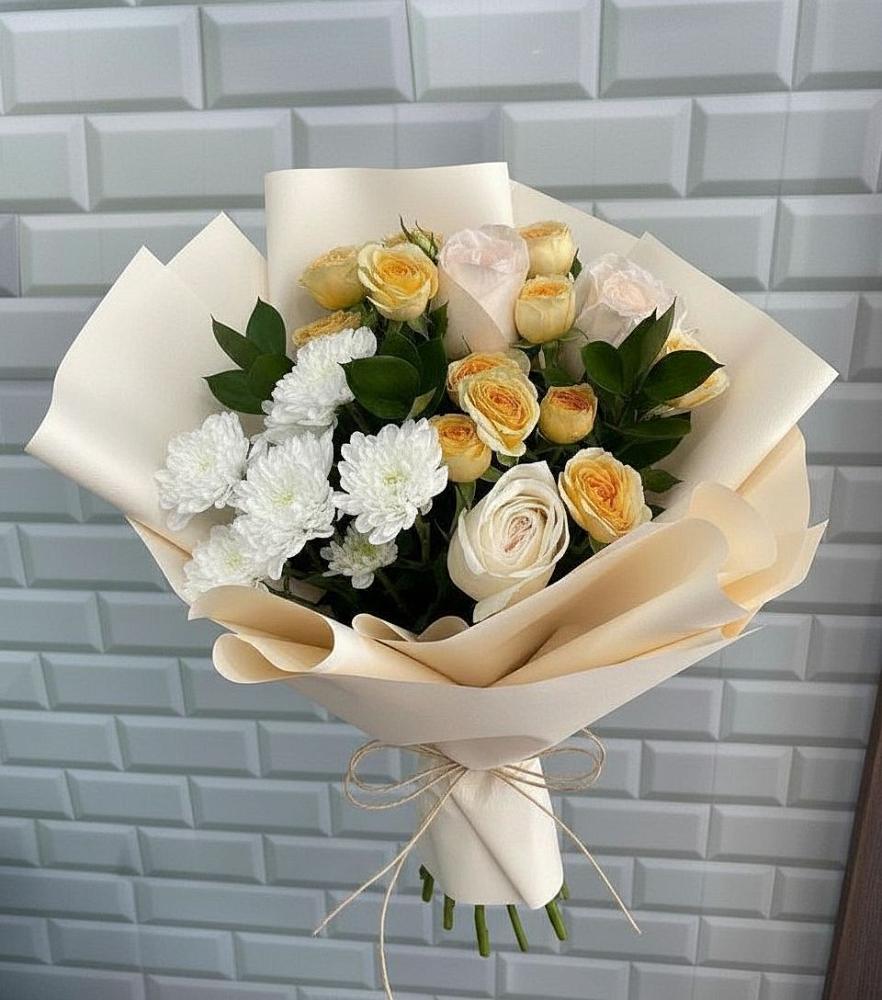 Букет цветов из: Розы и Хризантемы в Баракаевской