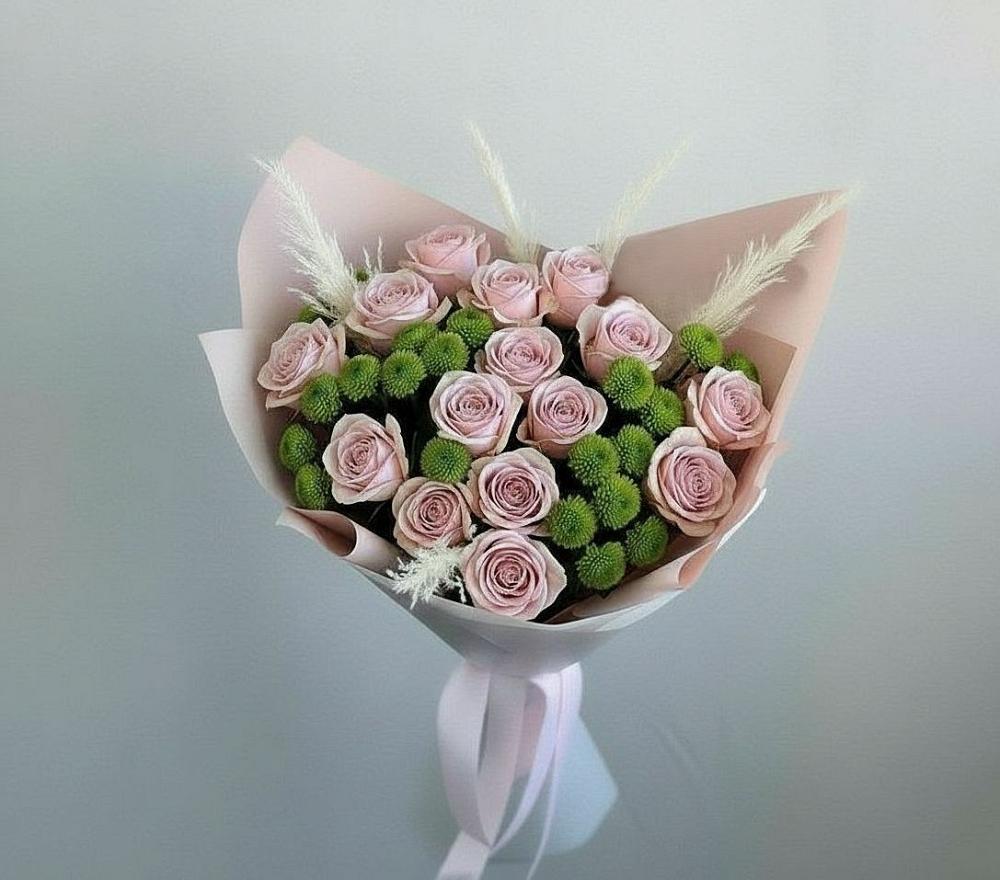 Букет цветов из: Розы и Хризантемы в Баракаевской