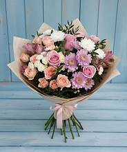 Букет цветов из:  Хризантемы, Розы и Альстромерии #REPLACE_PRED# Баракаевской