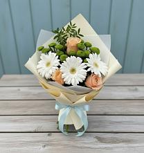 Букет цветов из:  Герберы, Розы и Хризантемы в Баракаевской