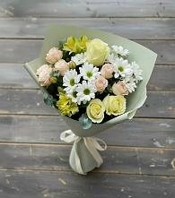 Букет цветов из:  Альстромерии, Розы и Хризантемы в Баракаевской