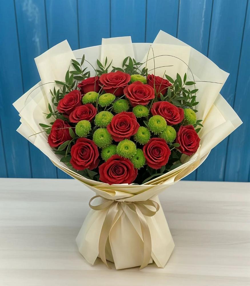 Букет цветов из: Розы и Хризантемы в Баракаевской