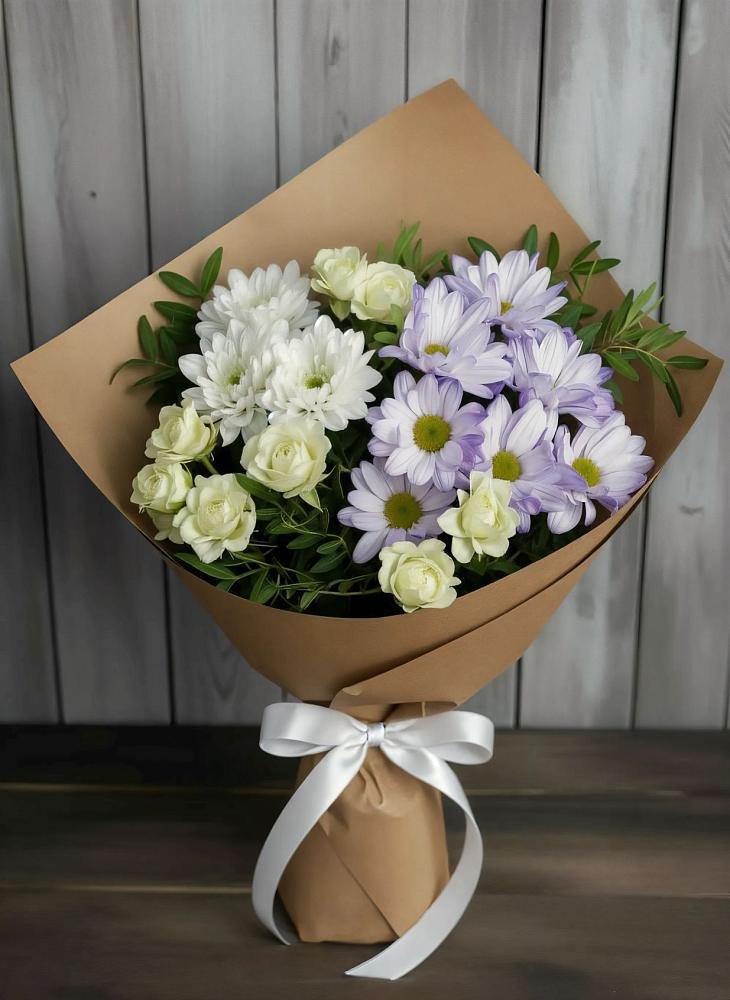Букет цветов из: Хризантемы и Розы в Баракаевской